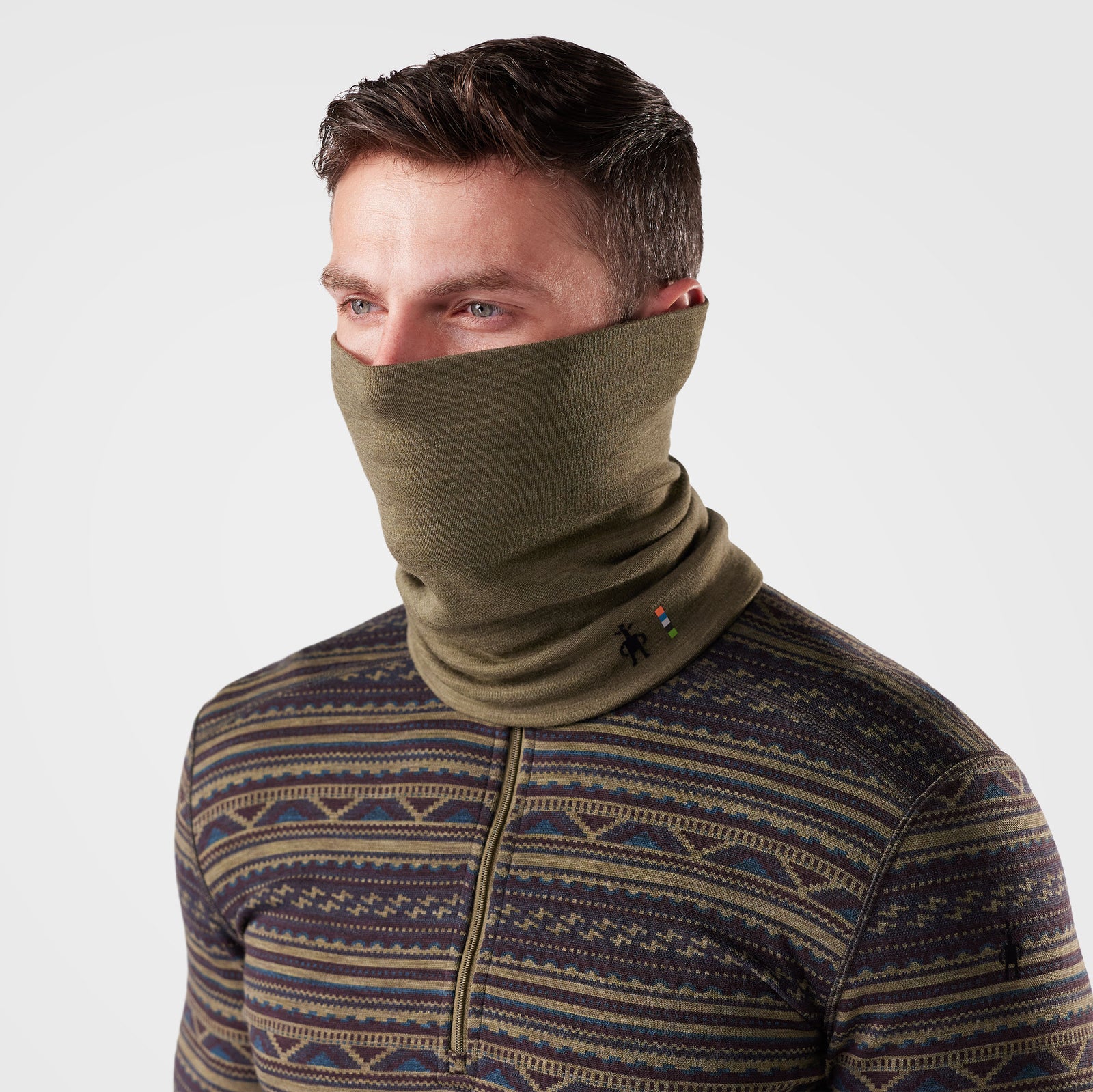 Thermal Merino Reversible Neck Gaiter Winter Moss Heather - ver - 2
