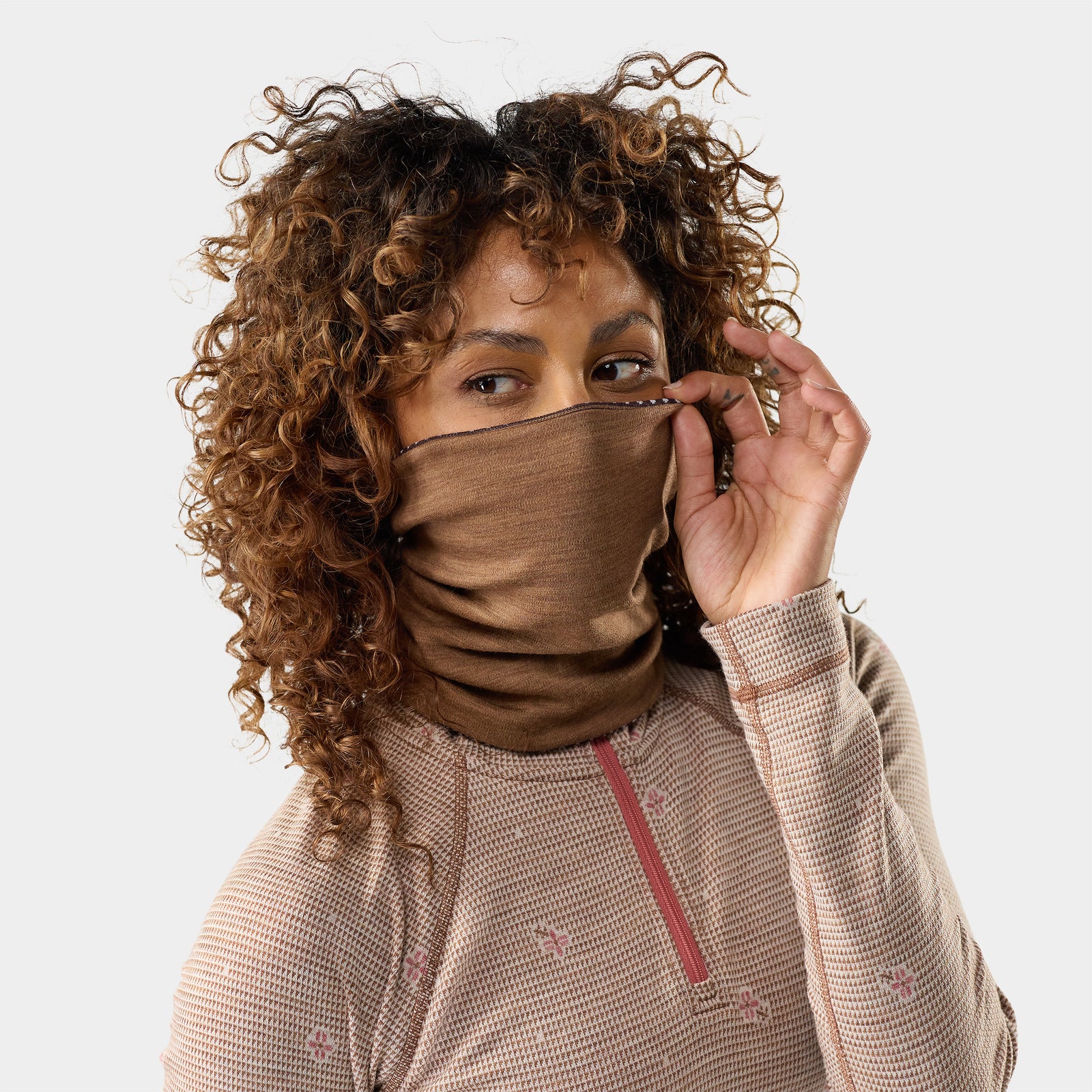 Thermal Merino Reversible Neck Gaiter Mocha Fair Isle Fun - ver - 2