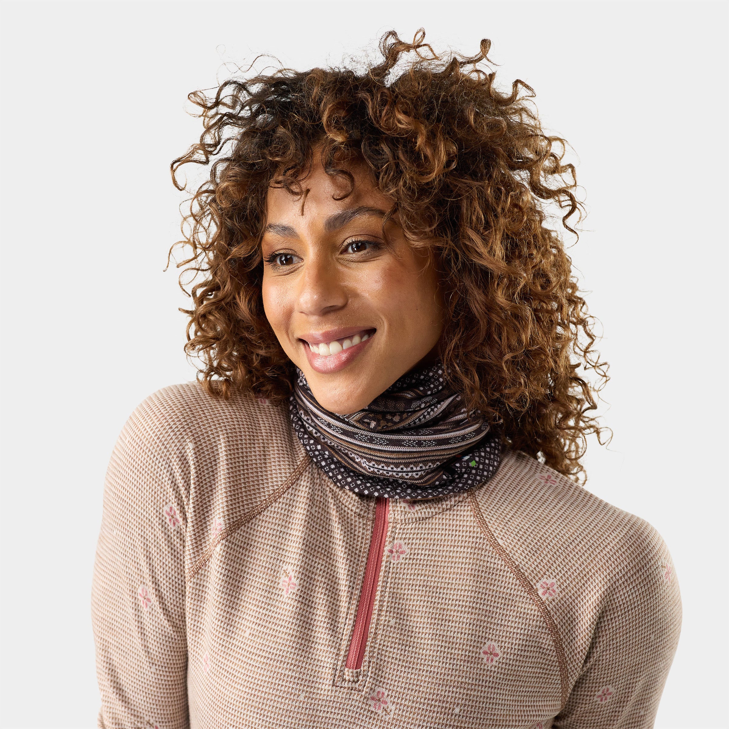 Thermal Merino Reversible Neck Gaiter Mocha Fair Isle Fun