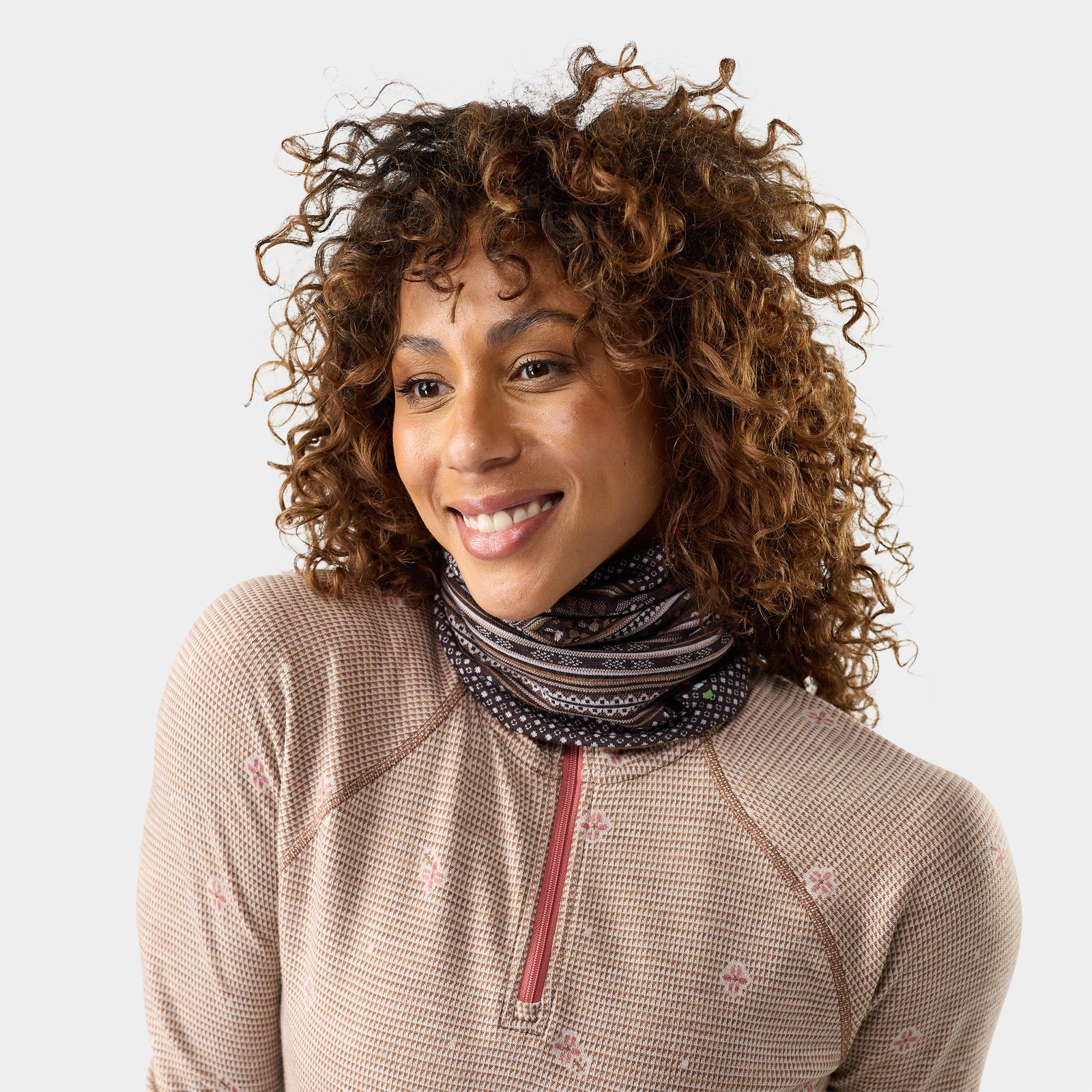 Thermal Merino Reversible Neck Gaiter Mocha Fair Isle Fun - ver - 1