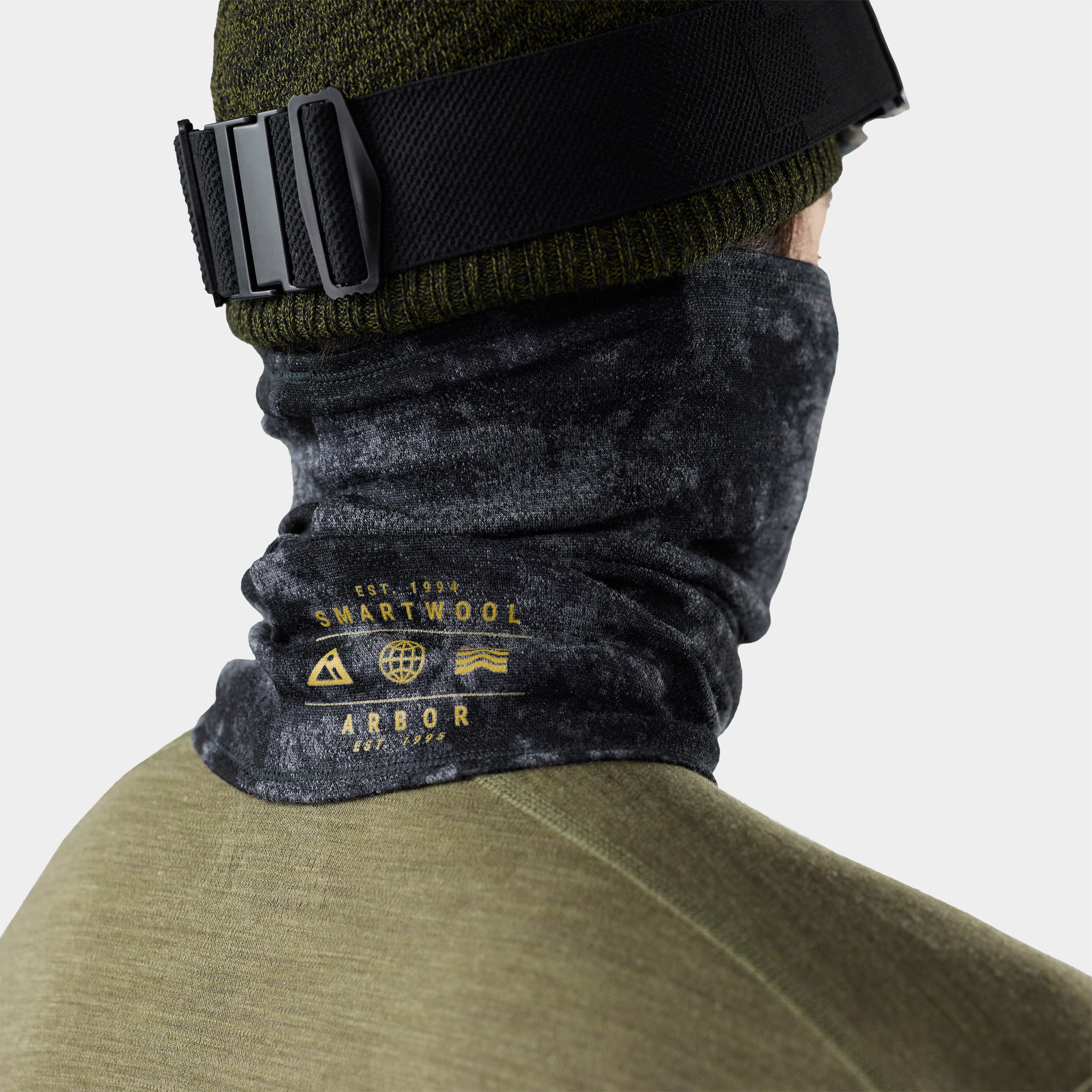 Thermal Merino Long Neck Gaiter Black Tie Dye