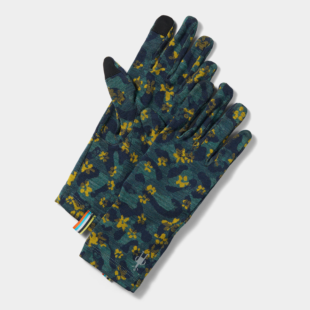 Thermal Merino Glove Dark Teal Wild Blossom - 