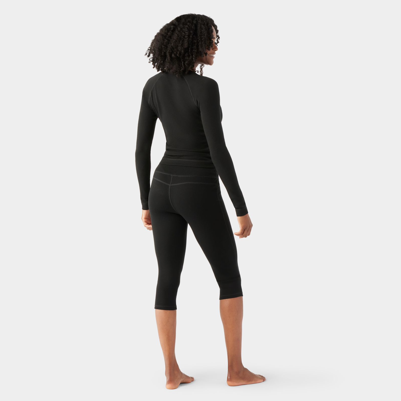 Women's Classic Thermal Merino Base Layer 3/4 Bottom Black - ver - 2