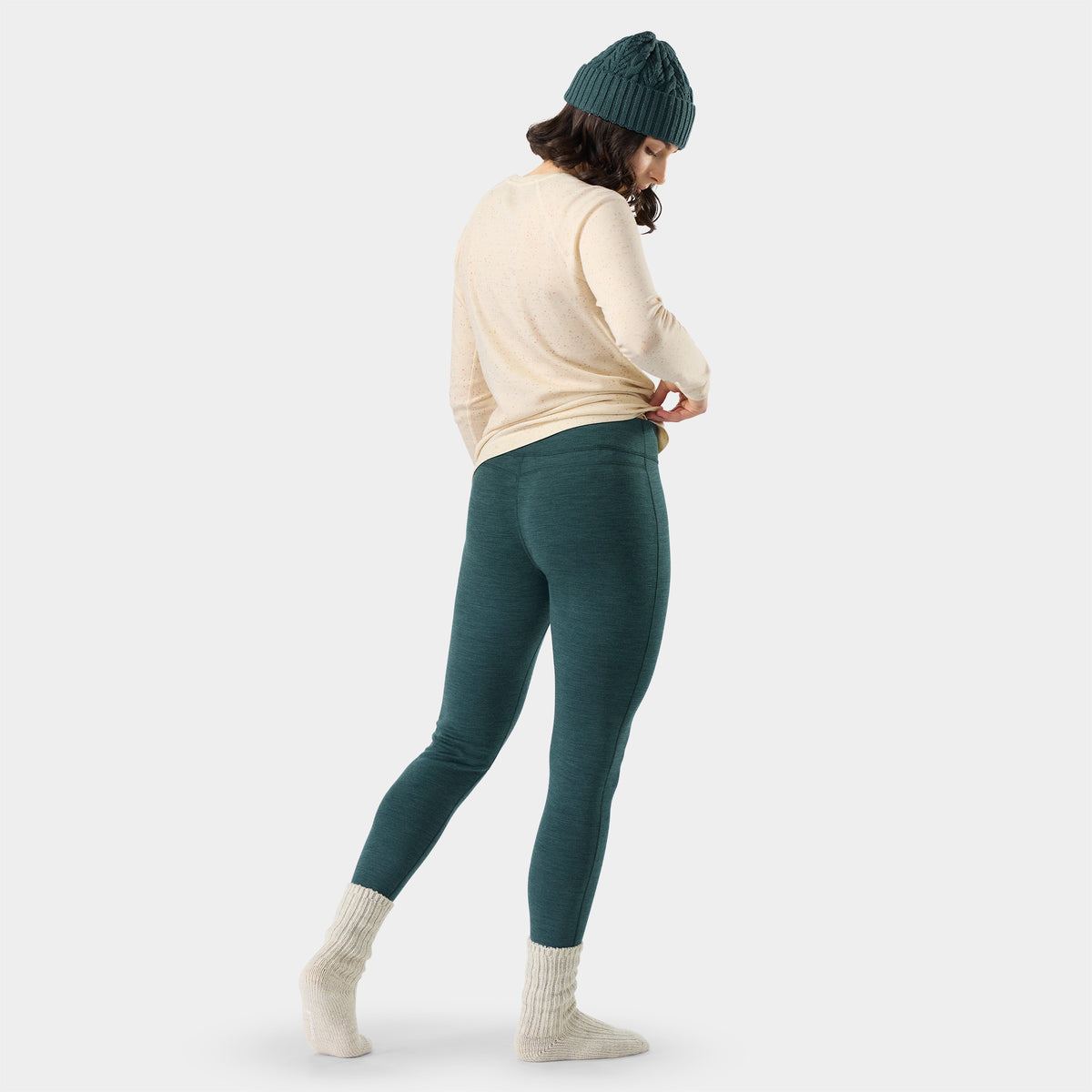 Women's Classic Thermal Merino Base Layer Bottom Dark Teal Heather - 2