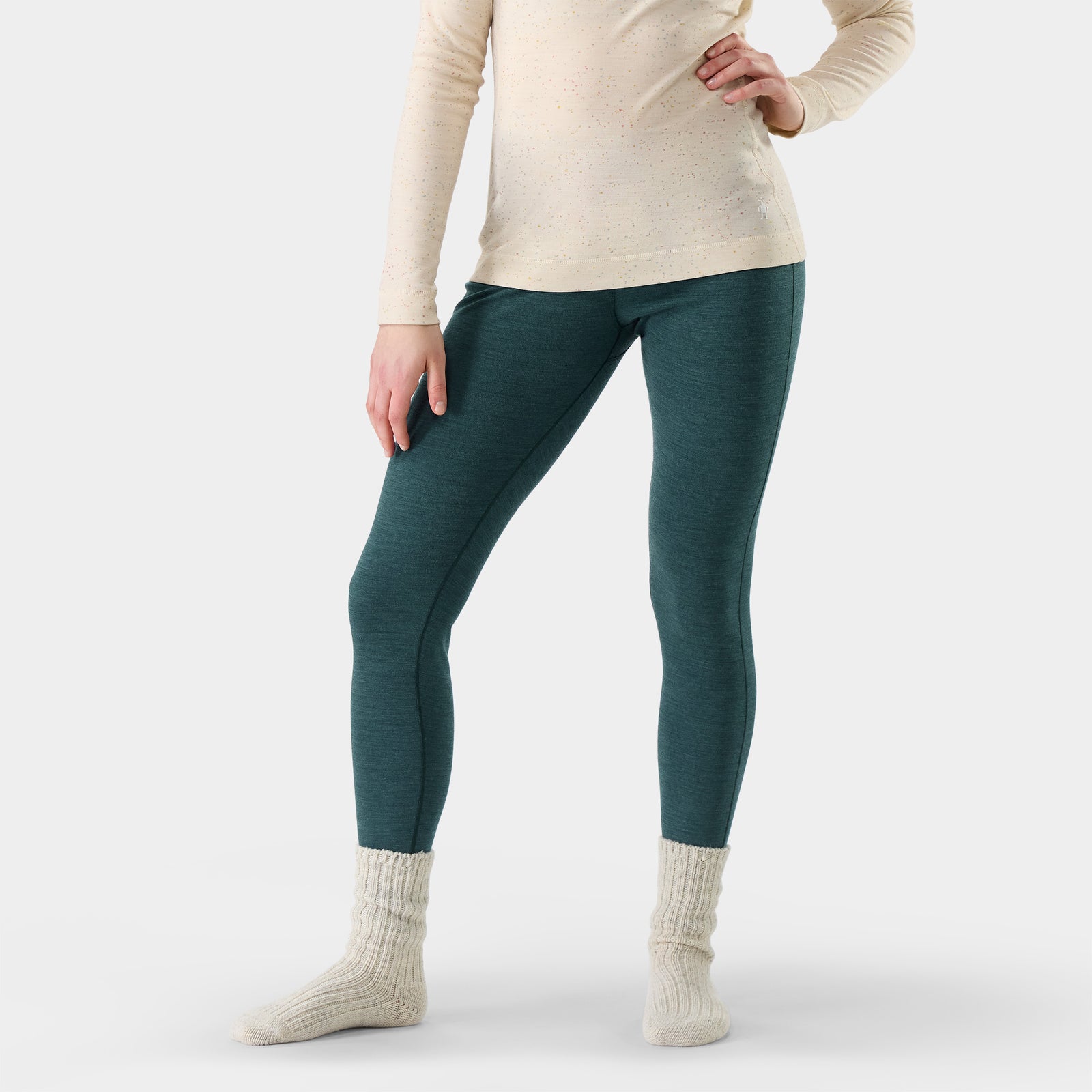 Women's Classic Thermal Merino Base Layer Bottom Dark Teal Heather - ver - 1