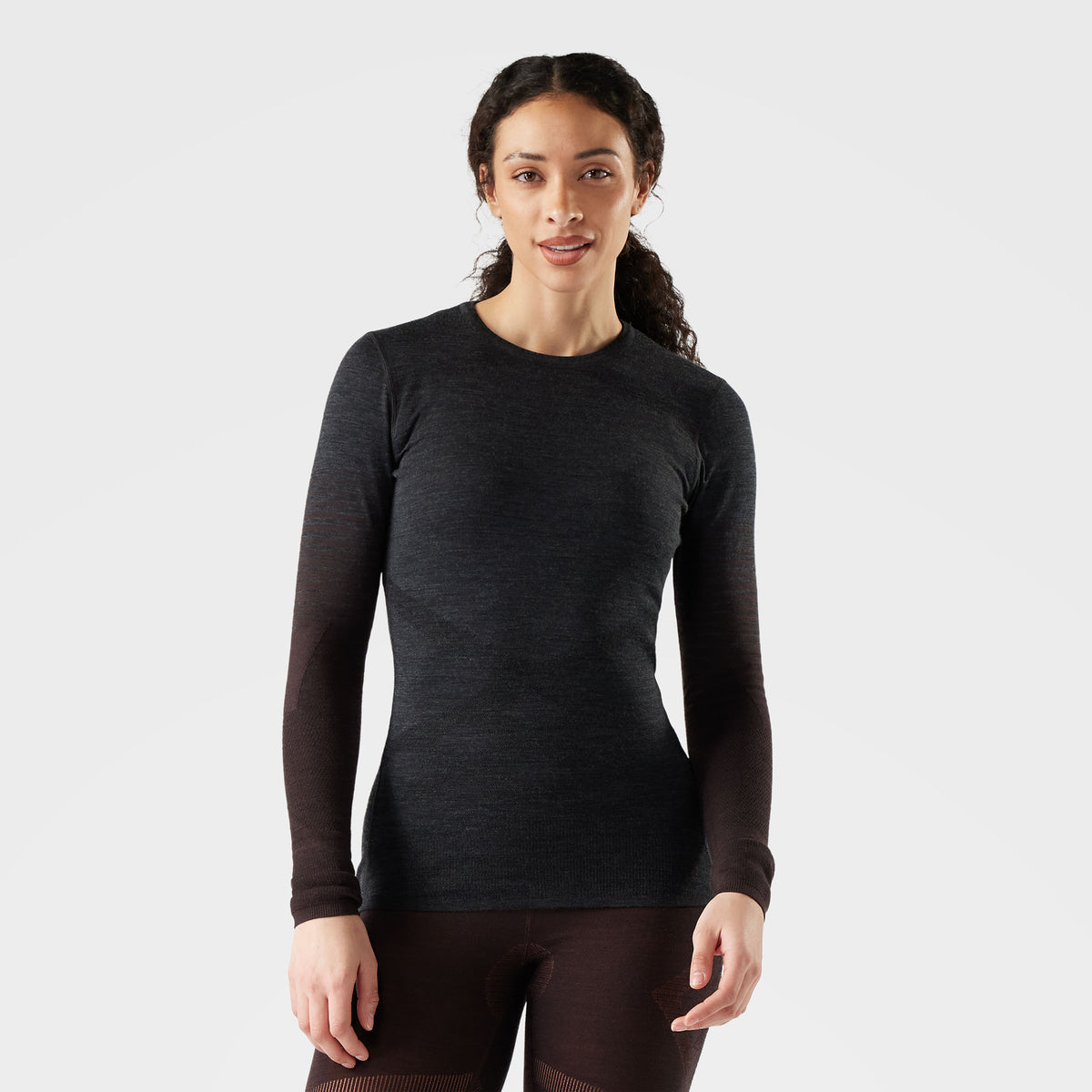Women's Intraknit™ Thermal Merino Base Layer Crew Charcoal-Zen Green - 1