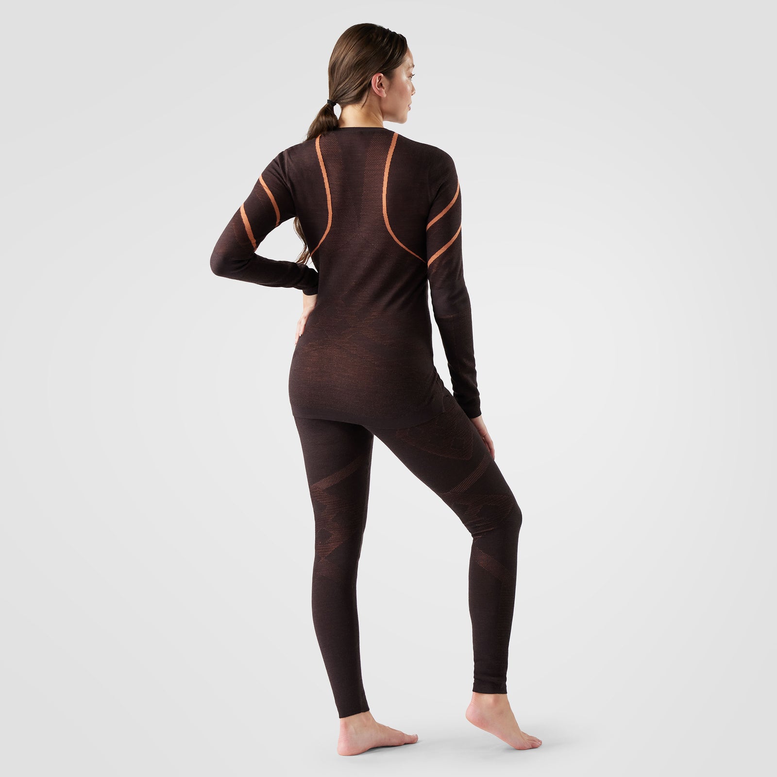 Women's Intraknit™ Thermal Merino Base Layer Crew Mink-Terracotta - ver - 2