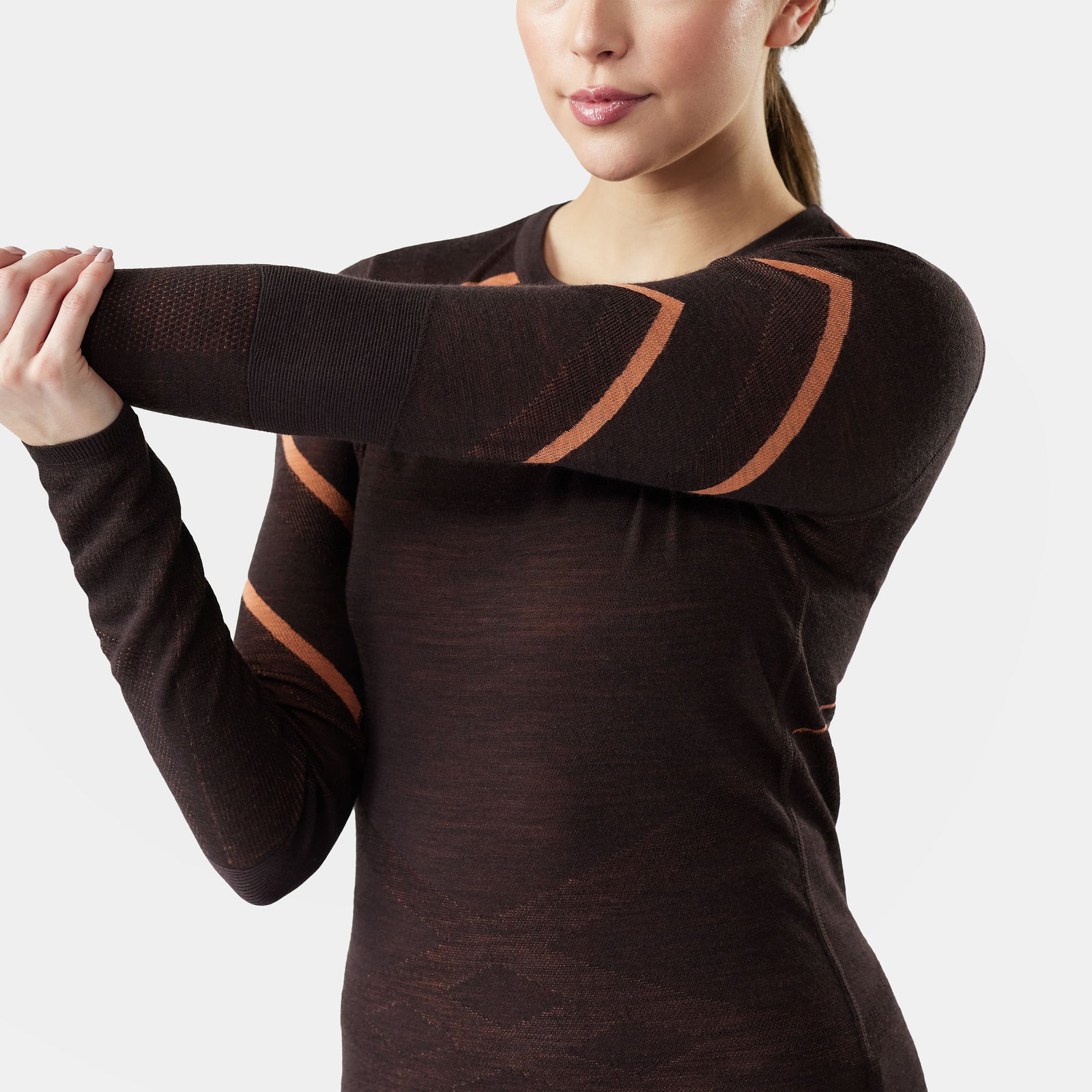 Women's Intraknit™ Thermal Merino Base Layer Crew Mink-Terracotta - ver - 3