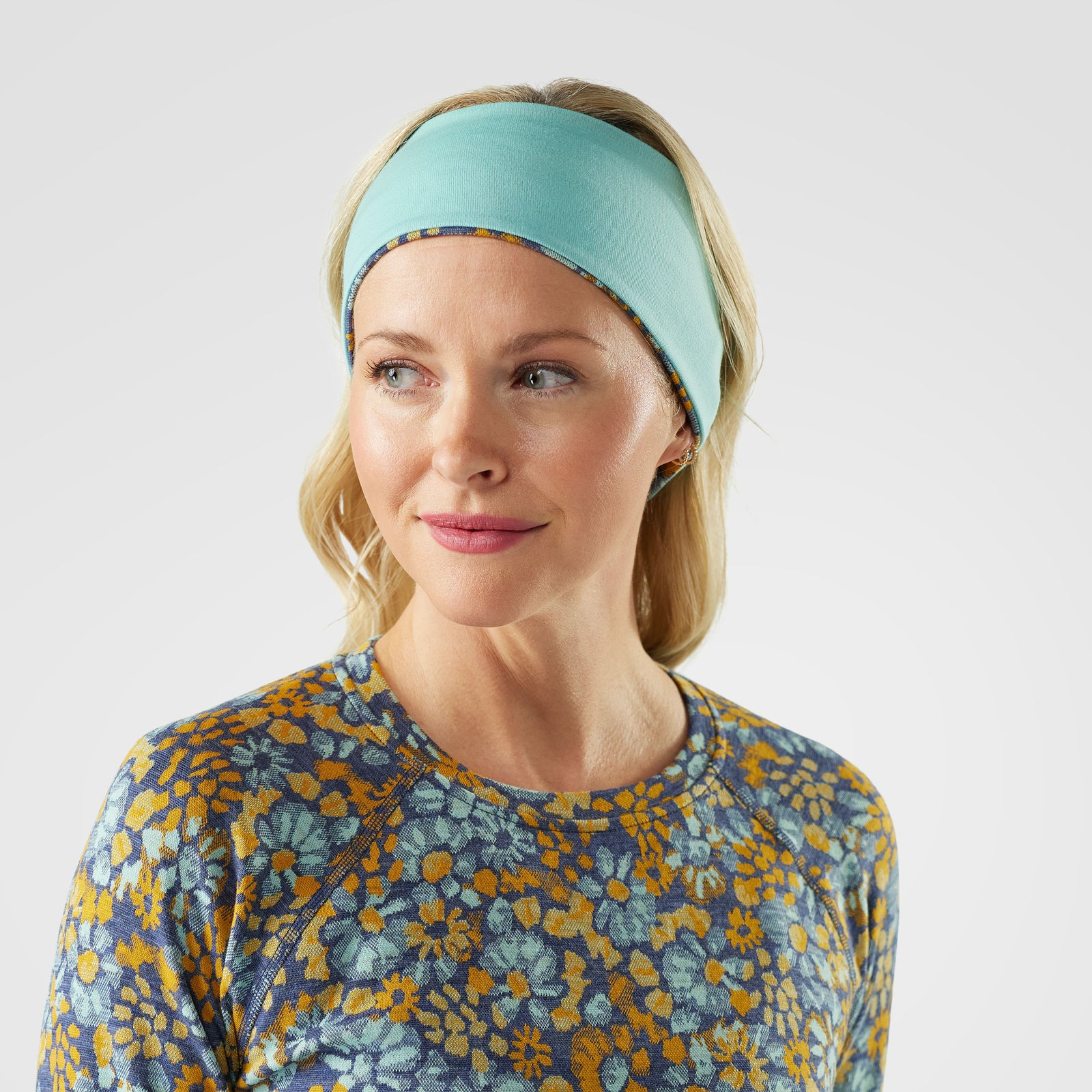 Thermal Merino Reversible Headband Nightfall Blue Floral - ver - 1
