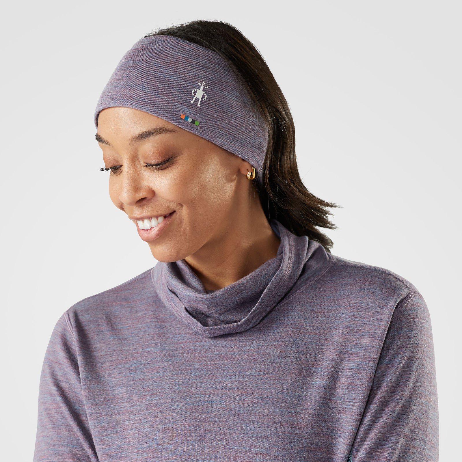 Thermal Merino Reversible Headband Chalk Violet Heather-Nightfall Blue - ver - 1