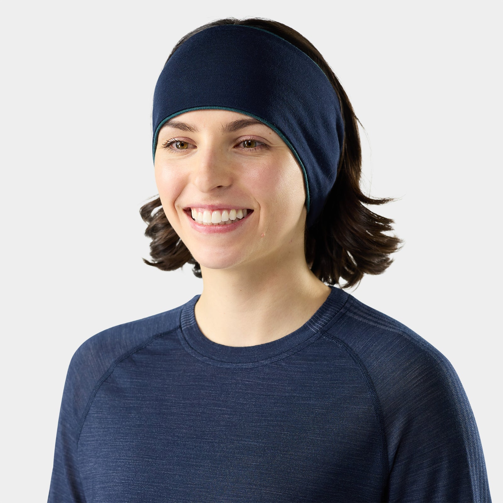 Thermal Merino Reversible Headband Dark Teal Heather - ver - 2