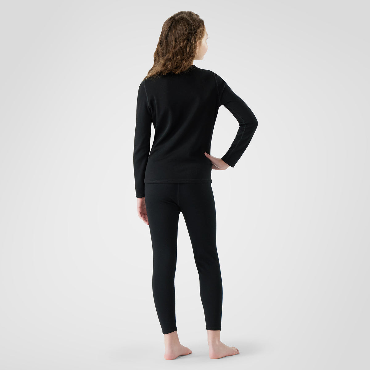 Haut de base thermal Merino classique à encolure ronde pour enfants  - 2