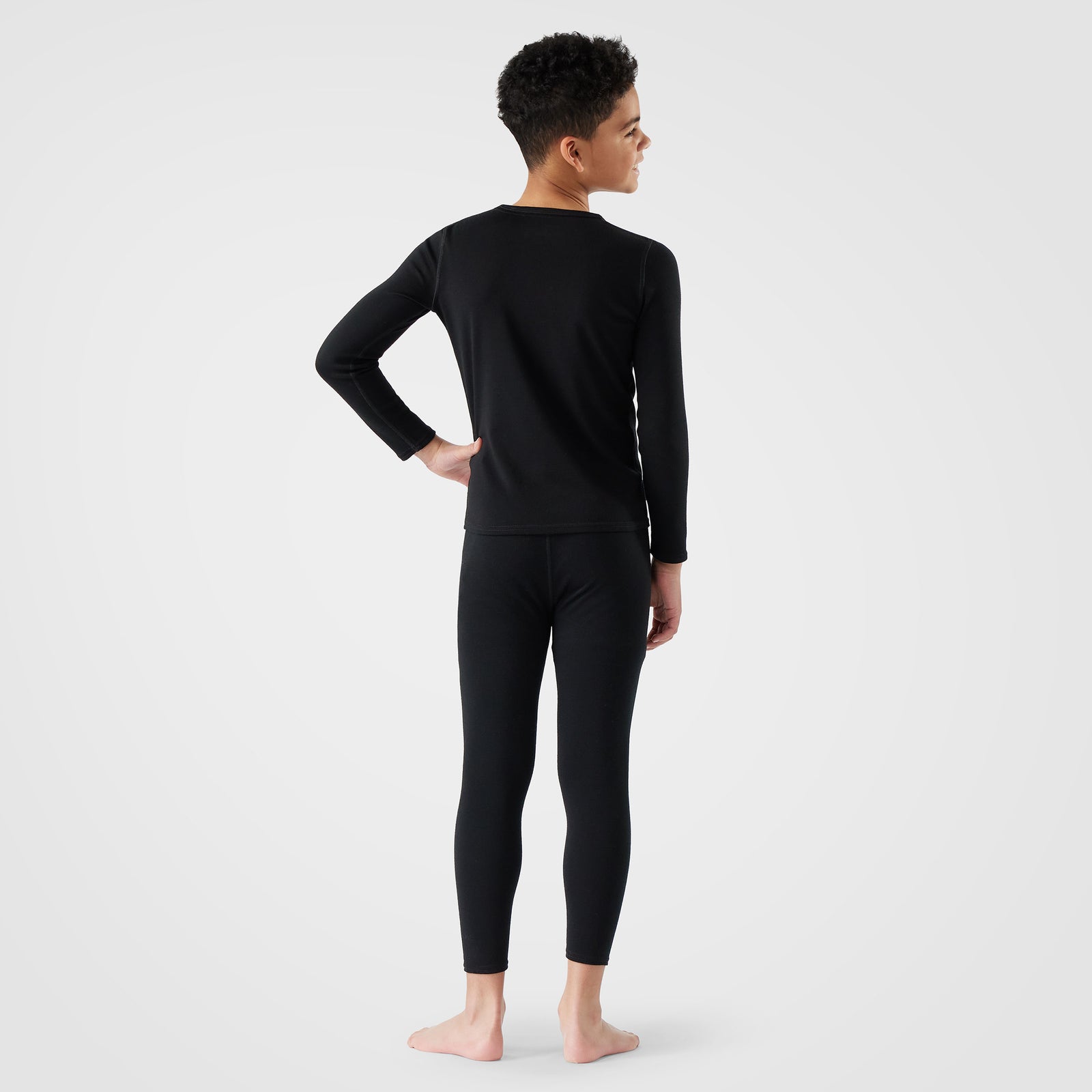 Kids' Classic Thermal Merino Base Layer Crew Black - ver - 4