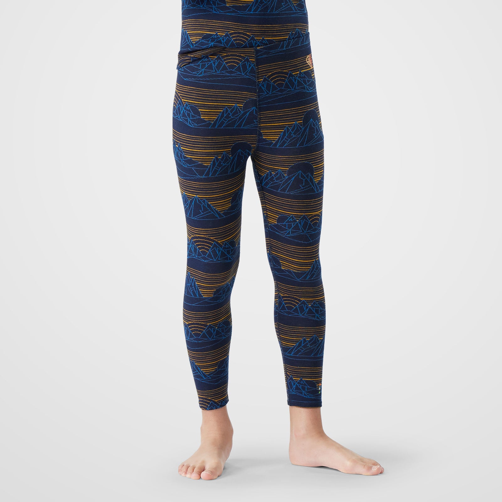 Kids' Classic Thermal Merino Base Layer Bottom Deep Navy Geo Peaks - ver - 1
