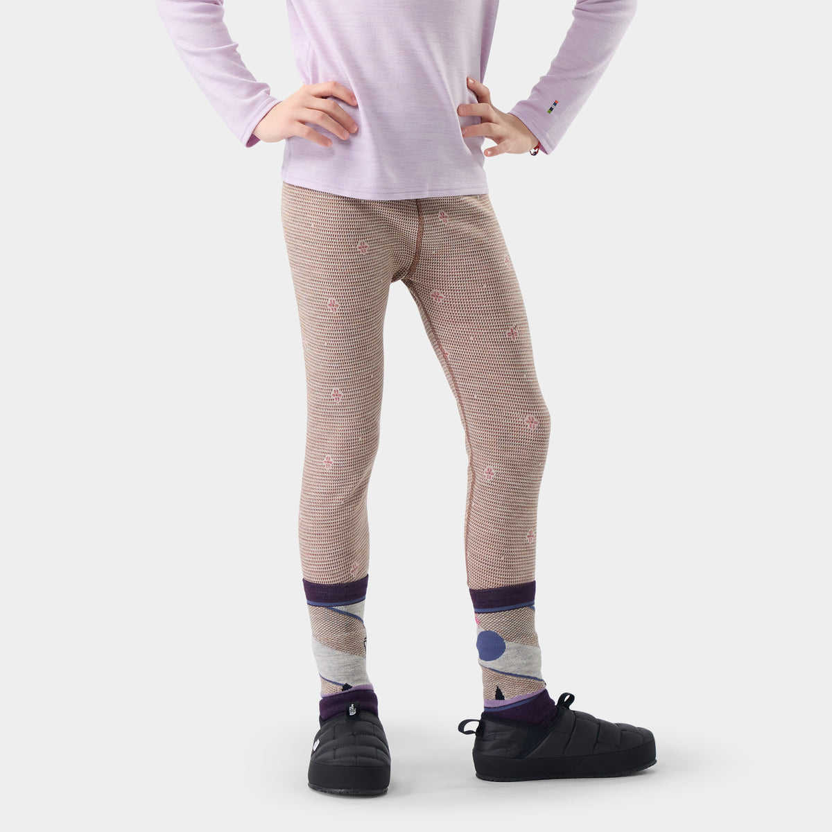 Kids' Classic Thermal Merino Base Layer Bottom Almond Mini Meadow - 1